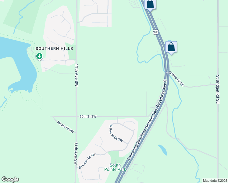 map of restaurants, bars, coffee shops, grocery stores, and more near 721 60th Street Southwest in Rochester