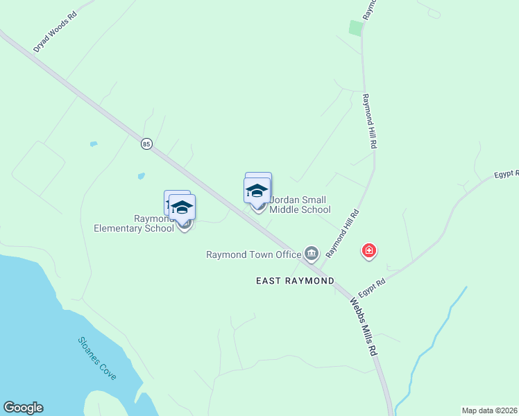 map of restaurants, bars, coffee shops, grocery stores, and more near 423 Webbs Mills Rd in Raymond