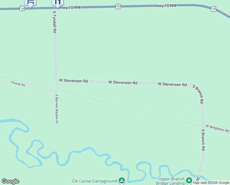 map of restaurants, bars, coffee shops, grocery stores, and more near 11474 West Stevensen Road in Township of Branch