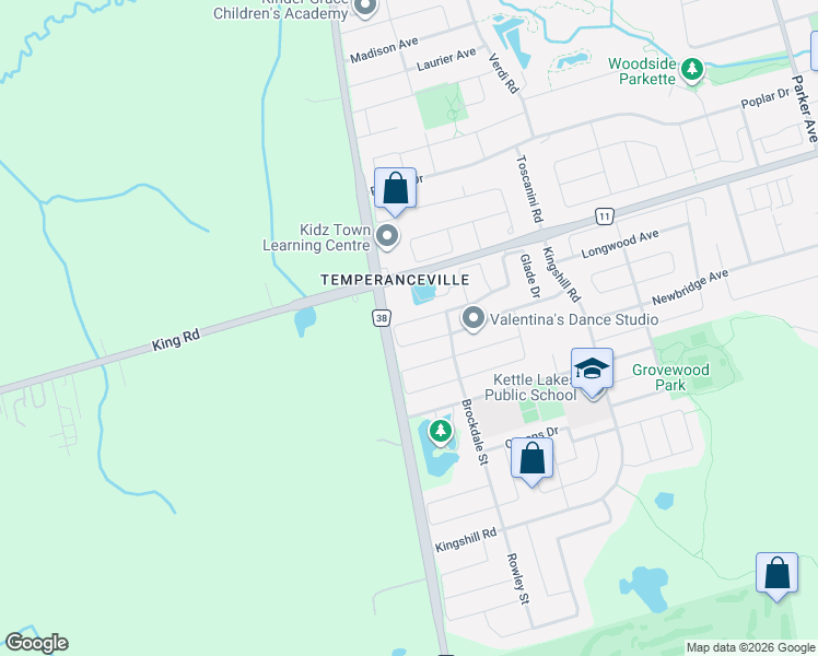 map of restaurants, bars, coffee shops, grocery stores, and more near 58 Betony Drive in Richmond Hill