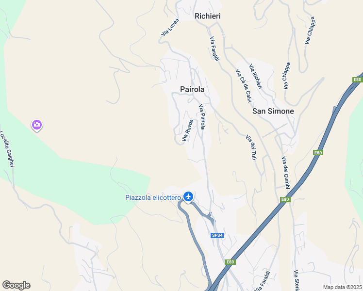map of restaurants, bars, coffee shops, grocery stores, and more near 52 Via Ruvoa in Provincia di Imperia