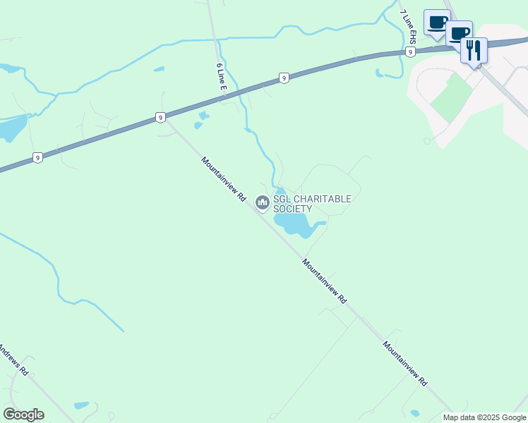 map of restaurants, bars, coffee shops, grocery stores, and more near 19933 Mountainview Road in Caledon