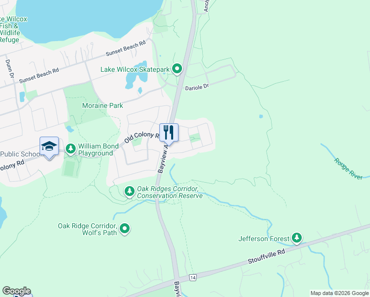 map of restaurants, bars, coffee shops, grocery stores, and more near in Richmond Hill