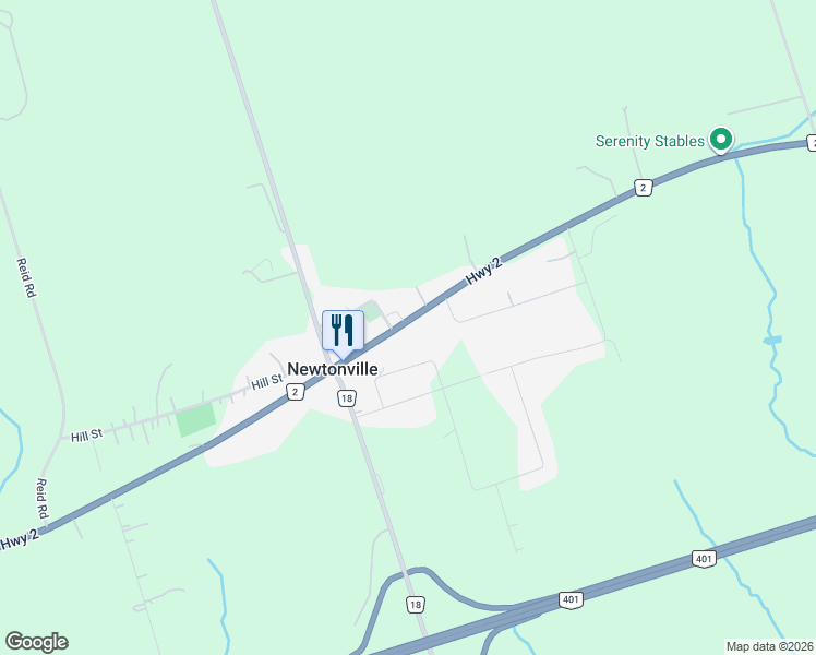 map of restaurants, bars, coffee shops, grocery stores, and more near 4535 Durham Regional Highway 2 in Newtonville