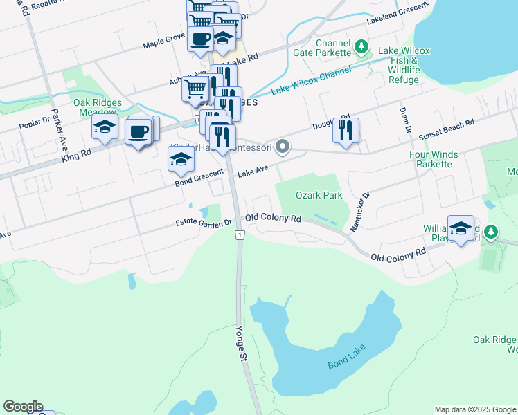 map of restaurants, bars, coffee shops, grocery stores, and more near 42 Carousel Crescent in Richmond Hill
