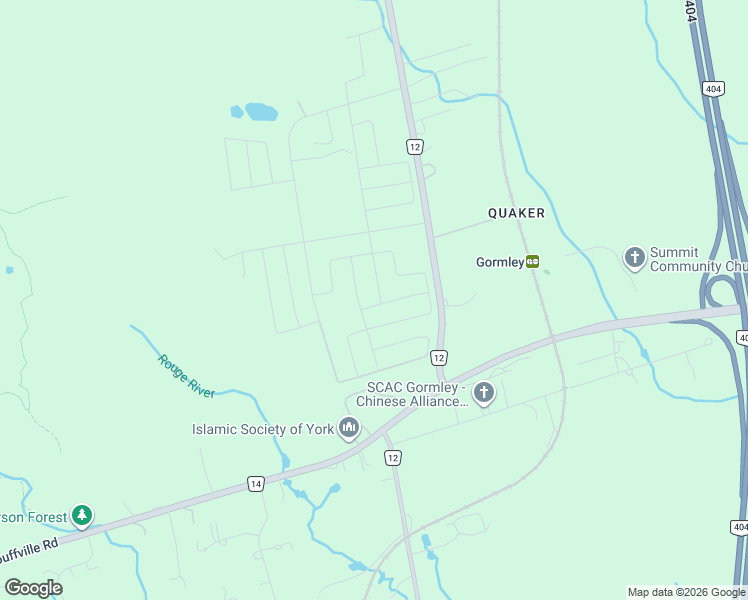 map of restaurants, bars, coffee shops, grocery stores, and more near 12460 Leslie Street in Richmond Hill
