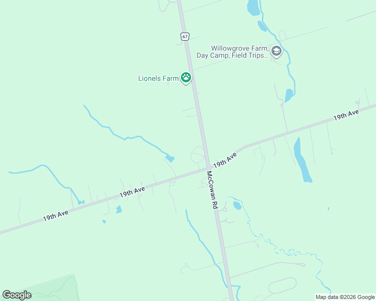 map of restaurants, bars, coffee shops, grocery stores, and more near 11530 McCowan Road in Whitchurch-Stouffville