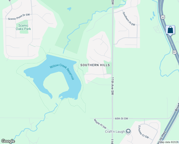 map of restaurants, bars, coffee shops, grocery stores, and more near 1315 Lone Pine Drive Southwest in Rochester