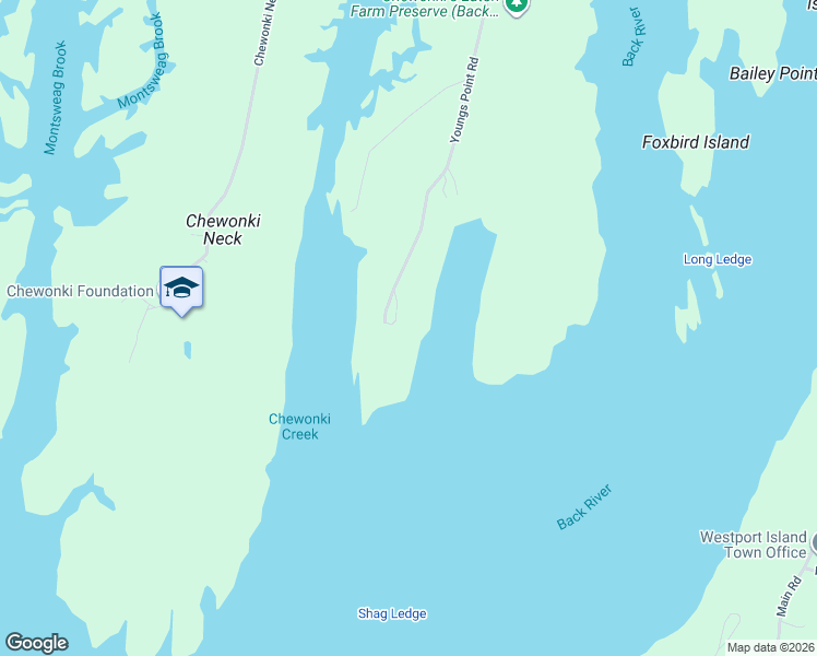 map of restaurants, bars, coffee shops, grocery stores, and more near Youngs Point Road in Wiscasset