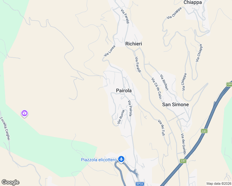 map of restaurants, bars, coffee shops, grocery stores, and more near 1 Via Ruvoa in Pairola