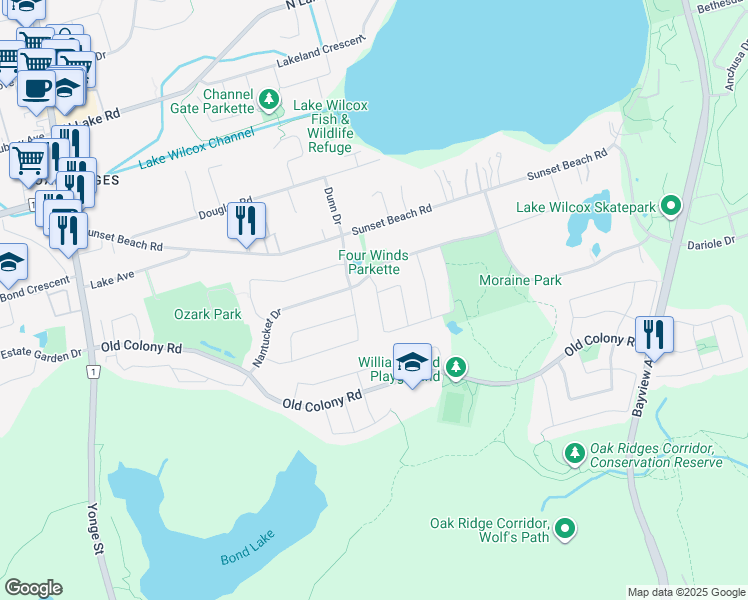 map of restaurants, bars, coffee shops, grocery stores, and more near 14 Bel Canto Crescent in Richmond Hill
