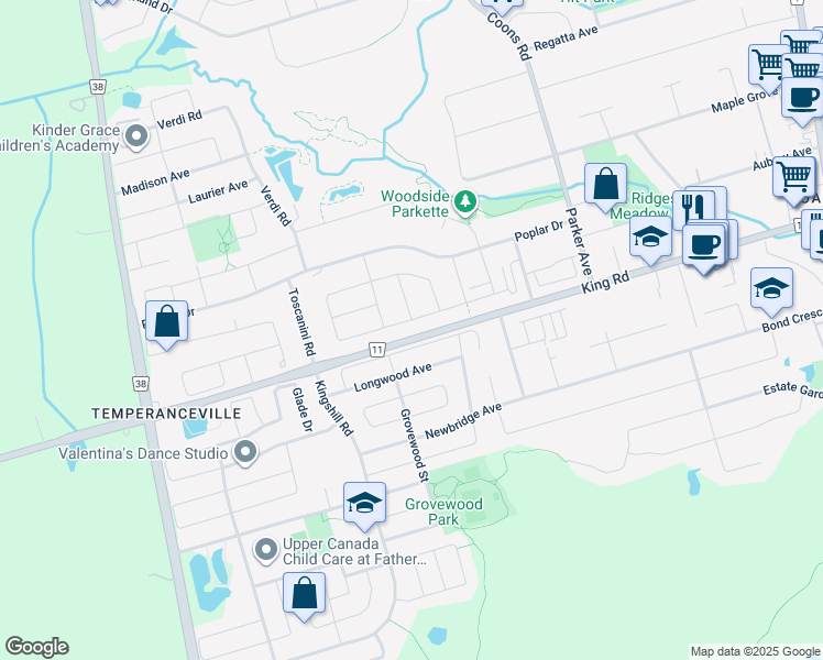 map of restaurants, bars, coffee shops, grocery stores, and more near 456 York Regional Road 11 in Richmond Hill