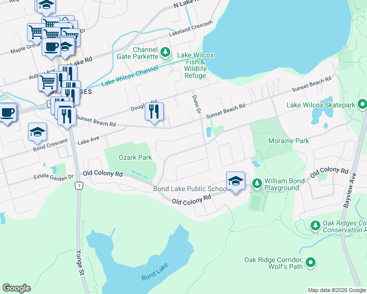map of restaurants, bars, coffee shops, grocery stores, and more near 62 Nantucket Drive in Richmond Hill