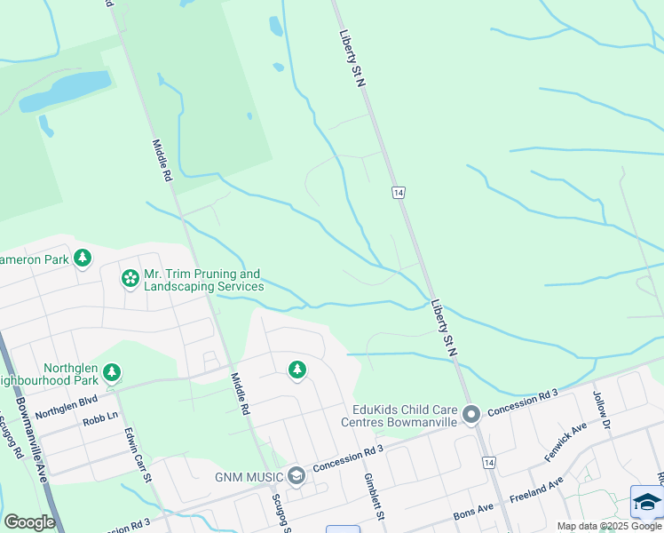 map of restaurants, bars, coffee shops, grocery stores, and more near 39 Pamela Court in Bowmanville