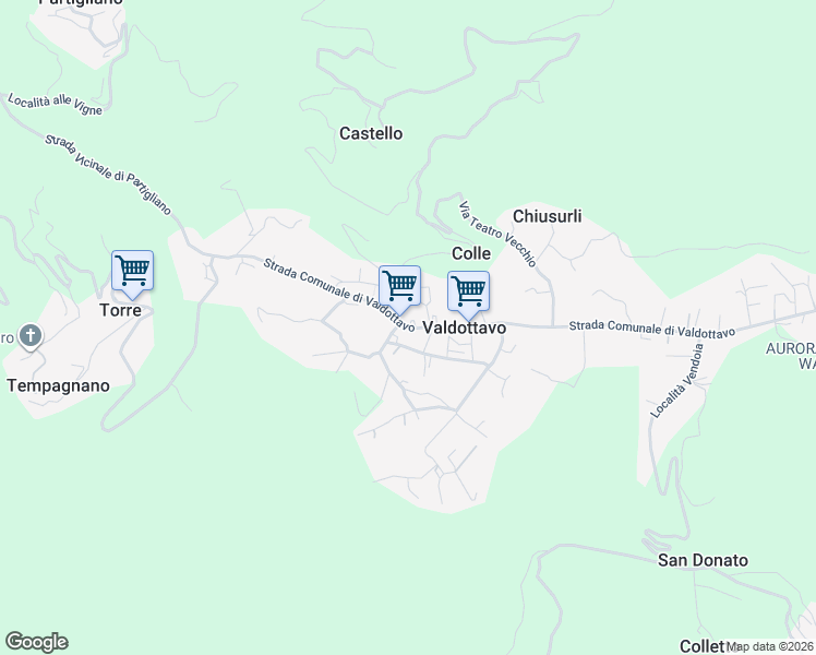 map of restaurants, bars, coffee shops, grocery stores, and more near 68 Strada Comunale di Valdottavo in Valdottavo