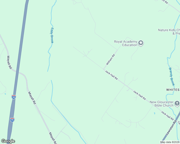 map of restaurants, bars, coffee shops, grocery stores, and more near 182 Jack Hall Road in New Gloucester