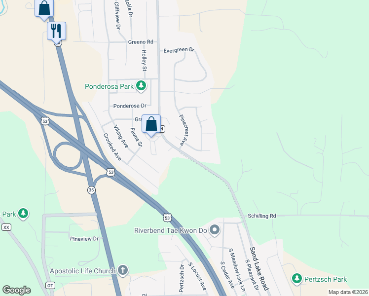 map of restaurants, bars, coffee shops, grocery stores, and more near 601 Freedom Street in Holmen