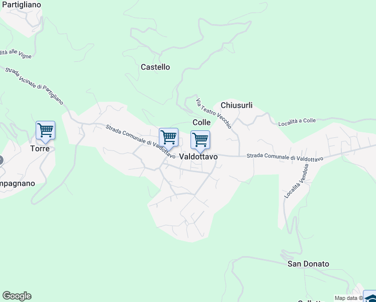 map of restaurants, bars, coffee shops, grocery stores, and more near 32 Strada Comunale di Valdottavo in Valdottavo