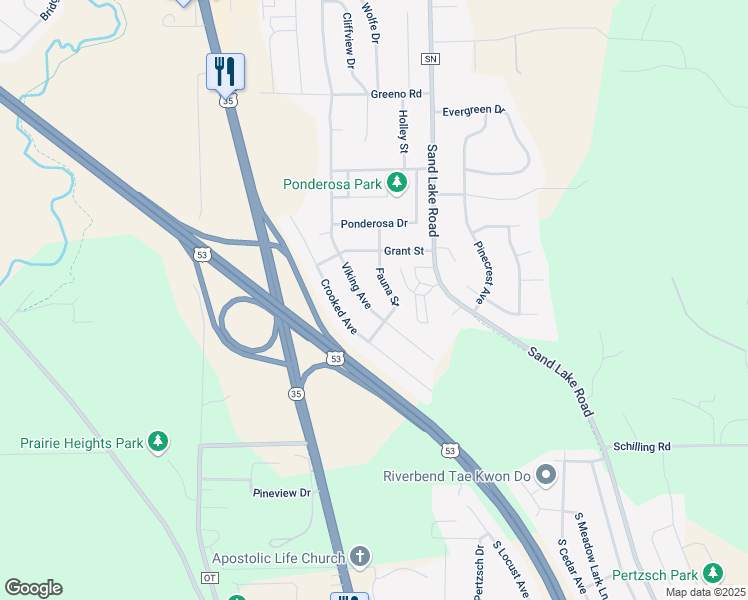 map of restaurants, bars, coffee shops, grocery stores, and more near 1910 Fauna Street in Holmen