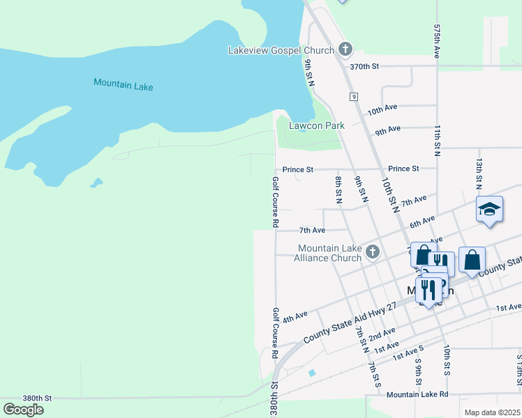 map of restaurants, bars, coffee shops, grocery stores, and more near 37433 Golf Course Road in Mountain Lake