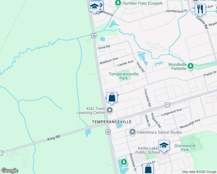 map of restaurants, bars, coffee shops, grocery stores, and more near 65 Ruffle Lane in Richmond Hill