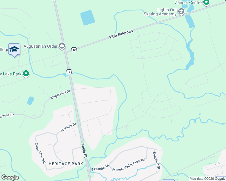 map of restaurants, bars, coffee shops, grocery stores, and more near 115 Carmichael Crescent in King City