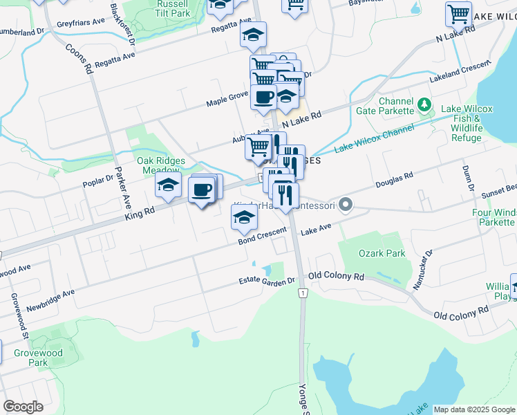 map of restaurants, bars, coffee shops, grocery stores, and more near 8 Bostwick Crescent in Richmond Hill