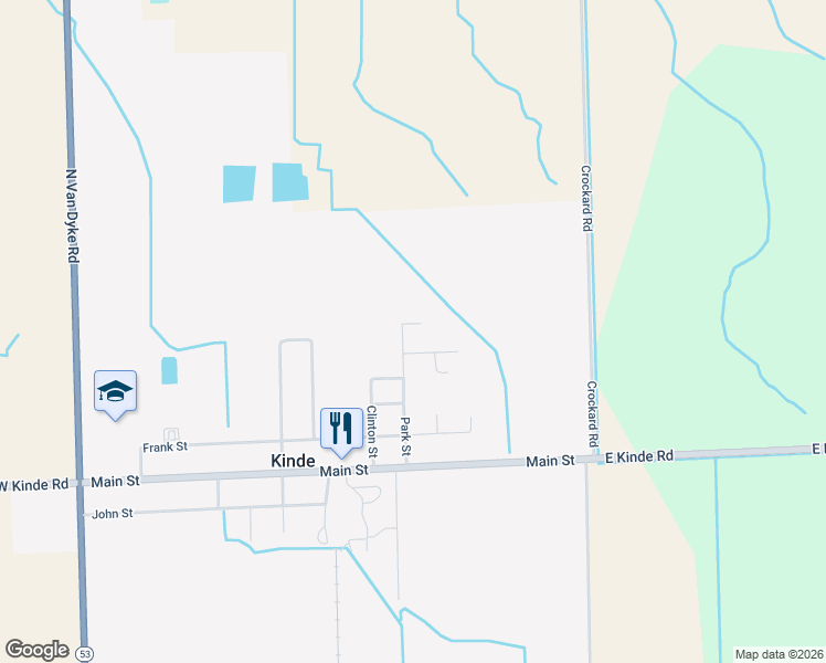 map of restaurants, bars, coffee shops, grocery stores, and more near 5150 Park Street in Kinde