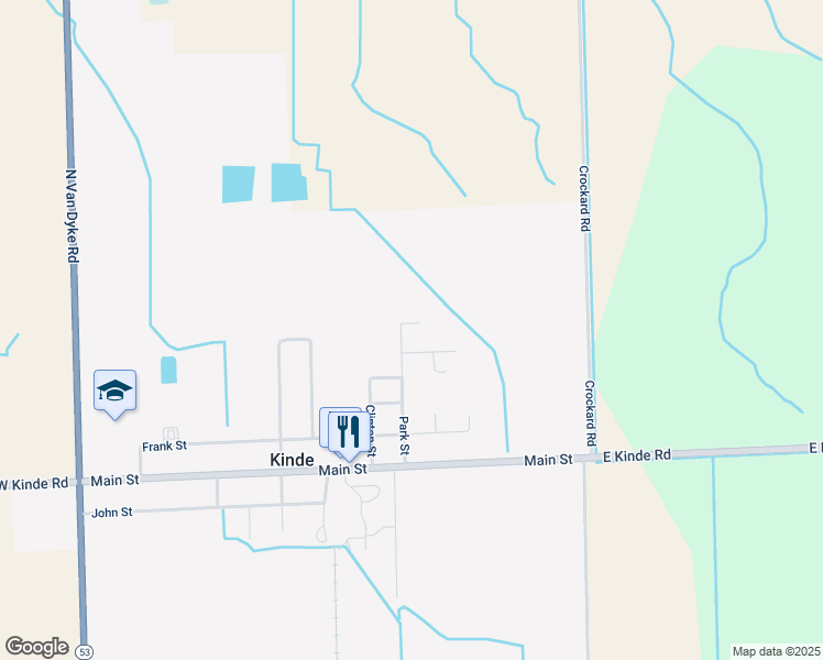 map of restaurants, bars, coffee shops, grocery stores, and more near 5150 Park Street in Kinde