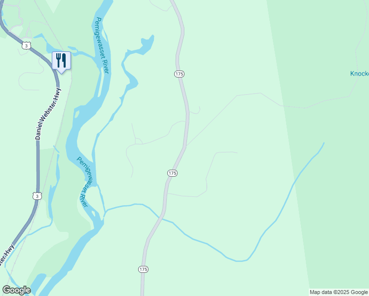 map of restaurants, bars, coffee shops, grocery stores, and more near New Hampshire Route 175 in Thornton