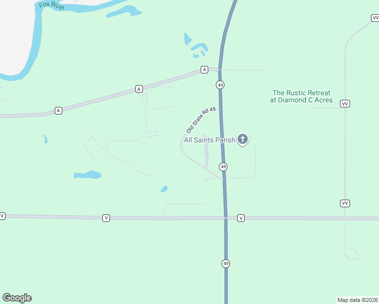 map of restaurants, bars, coffee shops, grocery stores, and more near N8594 Old State Road 49 in Berlin