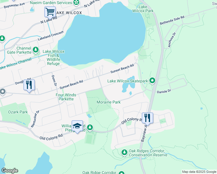 map of restaurants, bars, coffee shops, grocery stores, and more near 56 Park Crescent in Richmond Hill