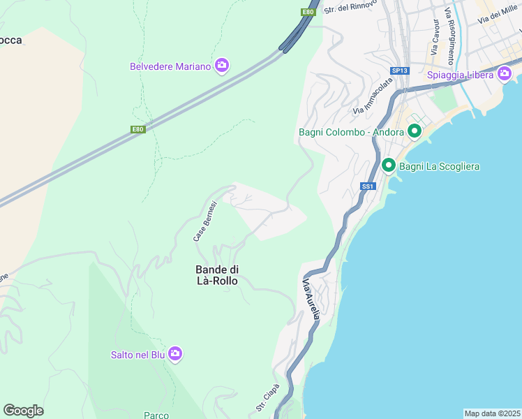 map of restaurants, bars, coffee shops, grocery stores, and more near Via Colline in Provincia di Savona