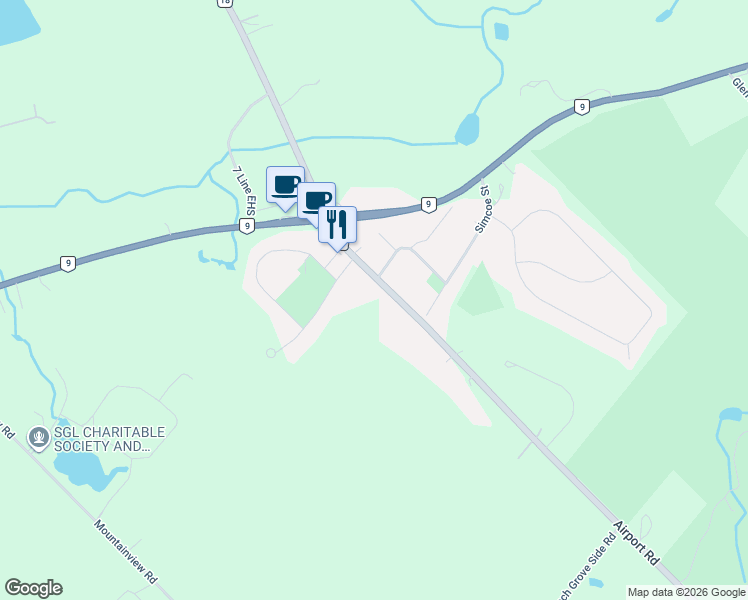 map of restaurants, bars, coffee shops, grocery stores, and more near 19762 Airport Road in Regional Municipality of Peel