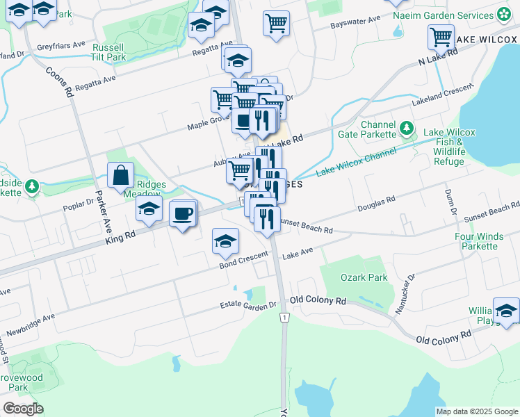 map of restaurants, bars, coffee shops, grocery stores, and more near 12978 Yonge Street in Richmond Hill