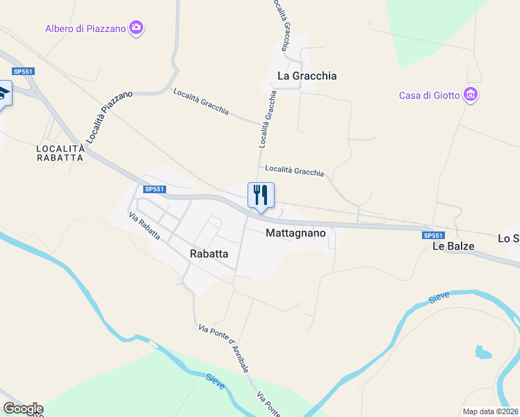 map of restaurants, bars, coffee shops, grocery stores, and more near 99 Località Gracchia in Mattagnano