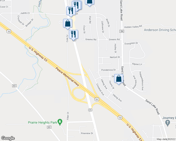 map of restaurants, bars, coffee shops, grocery stores, and more near 1726 Crooked Avenue in Holmen