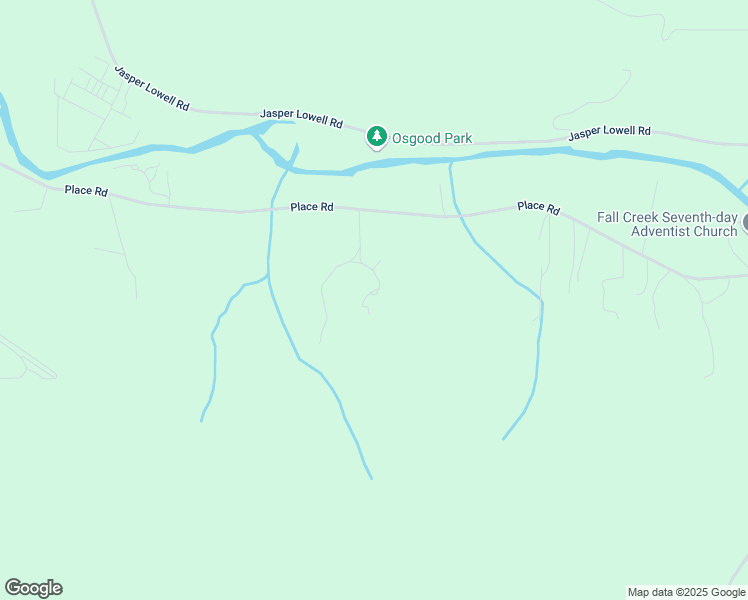 map of restaurants, bars, coffee shops, grocery stores, and more near 39536 Place Road in Fall Creek