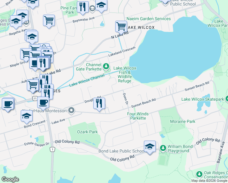map of restaurants, bars, coffee shops, grocery stores, and more near 108 Headwater Crescent in Richmond Hill
