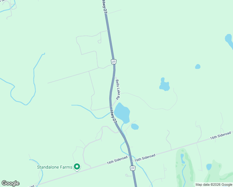 map of restaurants, bars, coffee shops, grocery stores, and more near 20 Bells Lake Road in Schomberg