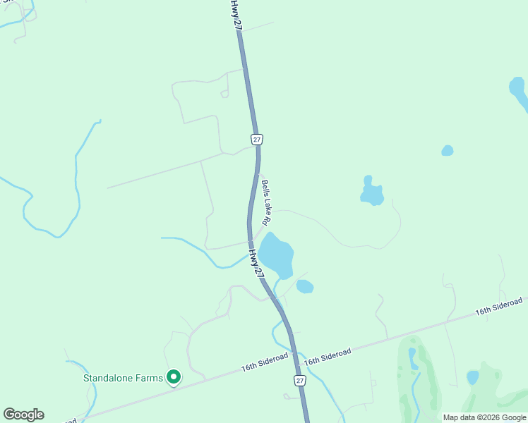 map of restaurants, bars, coffee shops, grocery stores, and more near 20 Bells Lake Road in Schomberg