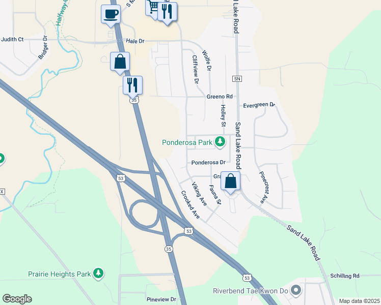 map of restaurants, bars, coffee shops, grocery stores, and more near 204 Flora Ct in Holmen