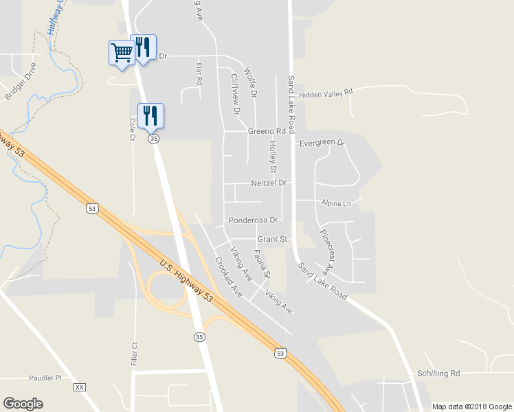 map of restaurants, bars, coffee shops, grocery stores, and more near 224 Flora Court in Holmen