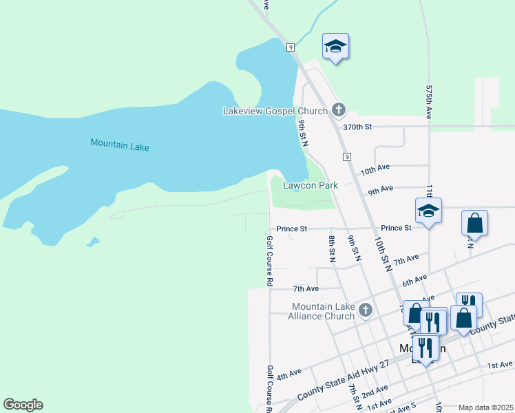 map of restaurants, bars, coffee shops, grocery stores, and more near 37433 Golf Course Road in Mountain Lake