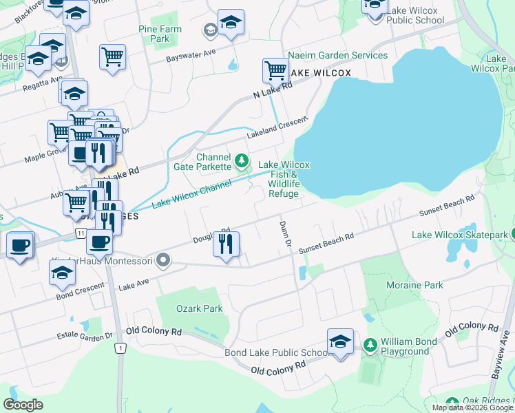map of restaurants, bars, coffee shops, grocery stores, and more near 108 Headwater Crescent in Richmond Hill