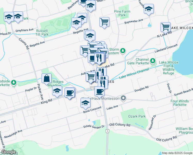 map of restaurants, bars, coffee shops, grocery stores, and more near 13042 Yonge Street in Richmond Hill