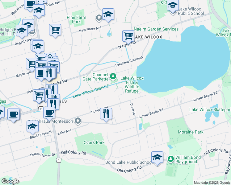 map of restaurants, bars, coffee shops, grocery stores, and more near 69 Headwater Crescent in Richmond Hill
