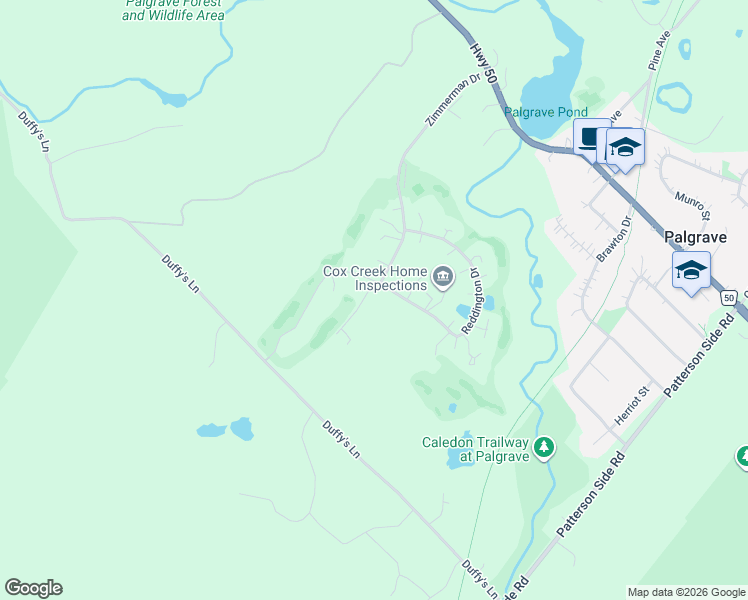 map of restaurants, bars, coffee shops, grocery stores, and more near 23 Reddington Drive in Regional Municipality of Peel