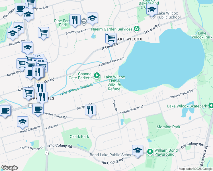 map of restaurants, bars, coffee shops, grocery stores, and more near 88 Headwater Crescent in Richmond Hill