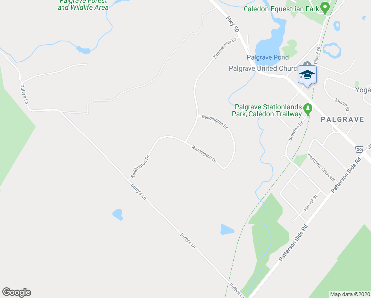 map of restaurants, bars, coffee shops, grocery stores, and more near 27 Reddington Drive in Regional Municipality of Peel
